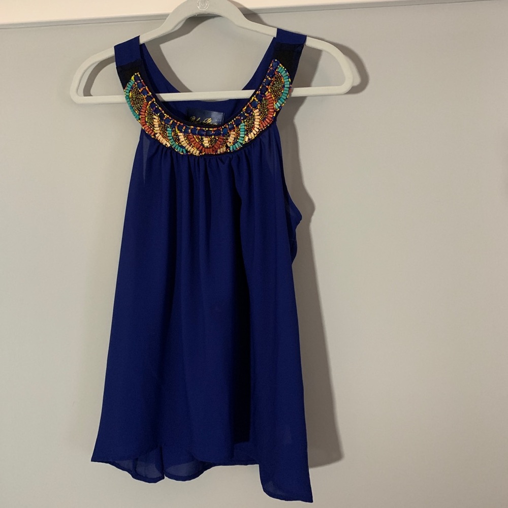 Francesca’s Blue Beaded Tank